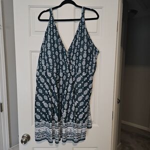 Bloomchic Teal and White Patterned One Piece Swimsuit Size 28